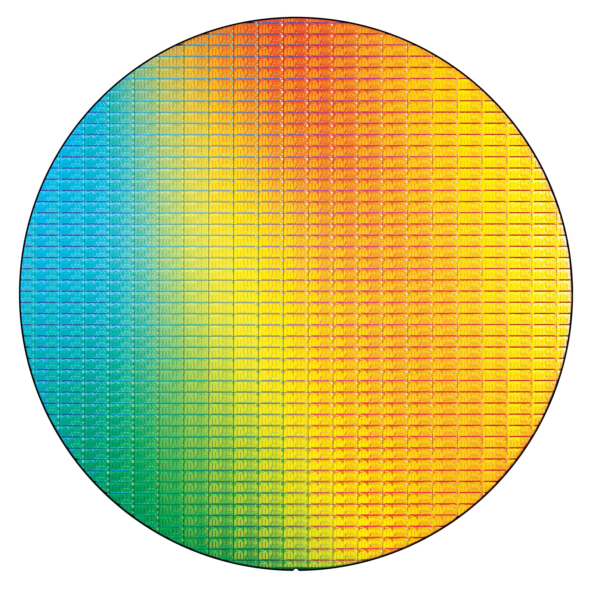 Figure 1 - An Intel 14nm wafer, codenamed ‘Broadwell’, uses the finFET transistor architecture for improved performance
